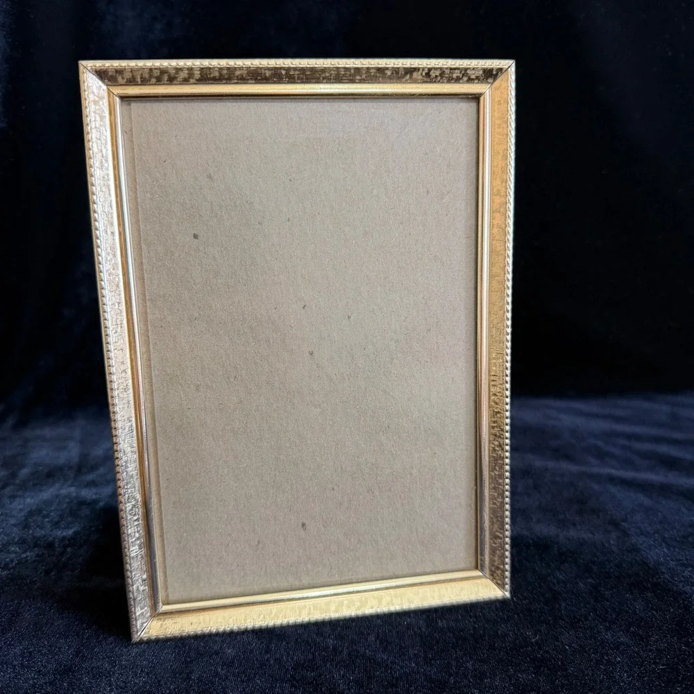 Vintage Gold Metal Picture Frame Lot Hinged Double & Single Tabletop Frames 5 pc